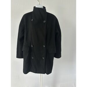 Vintage John Caruana Black Button Jacket Coat Size Medium (b25)